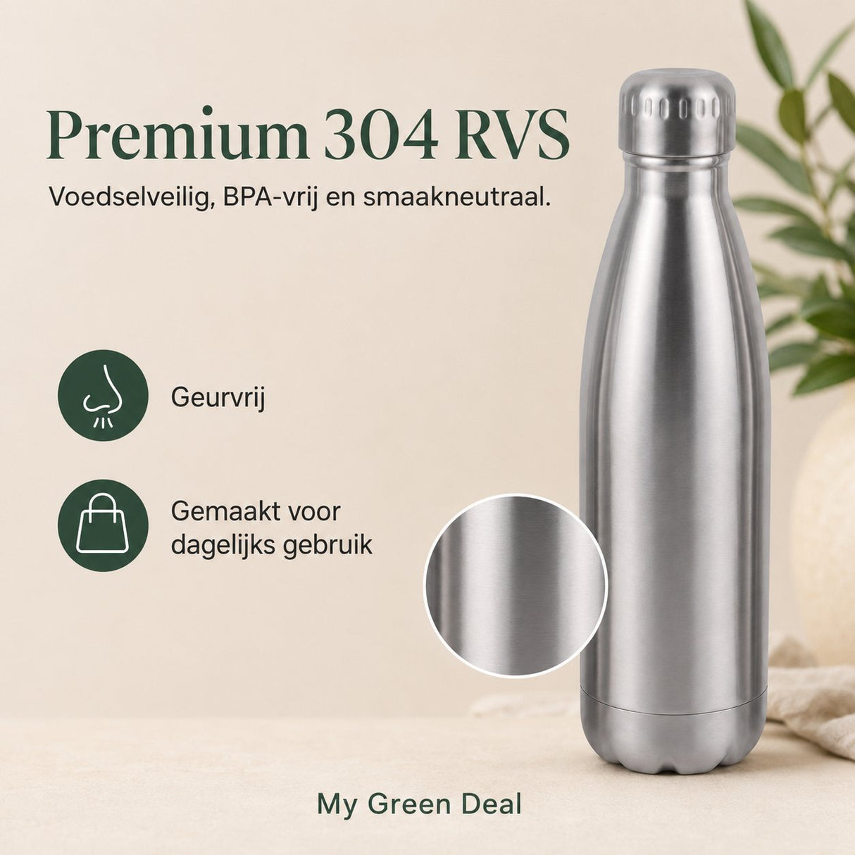 RVS Waterfles dubbelwandig 500ml - My Green Deal