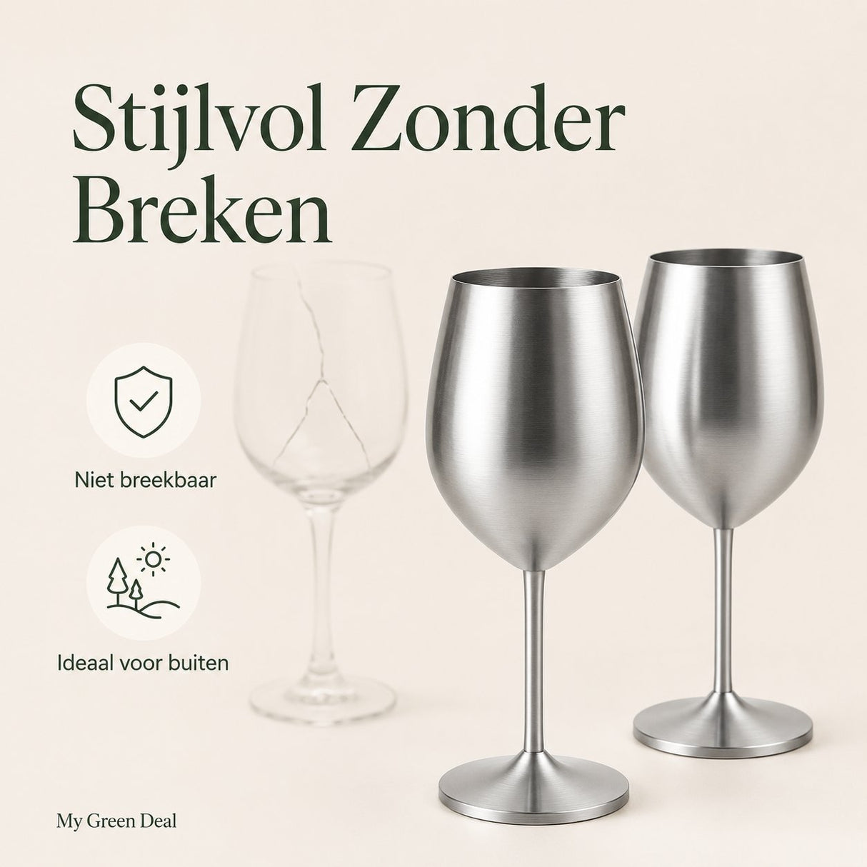 RVS Wijnglazen Set – Cocktailglazen 2 stuks - My Green Deal