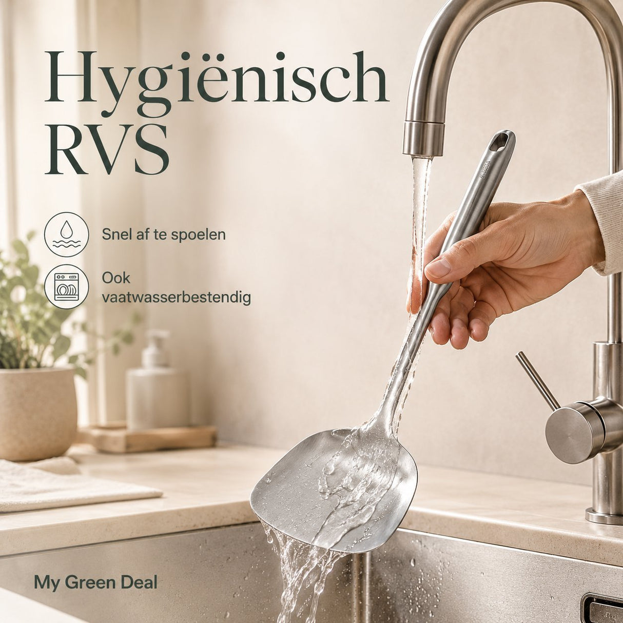 RVS Wokspatel 38 cm - My Green Deal
