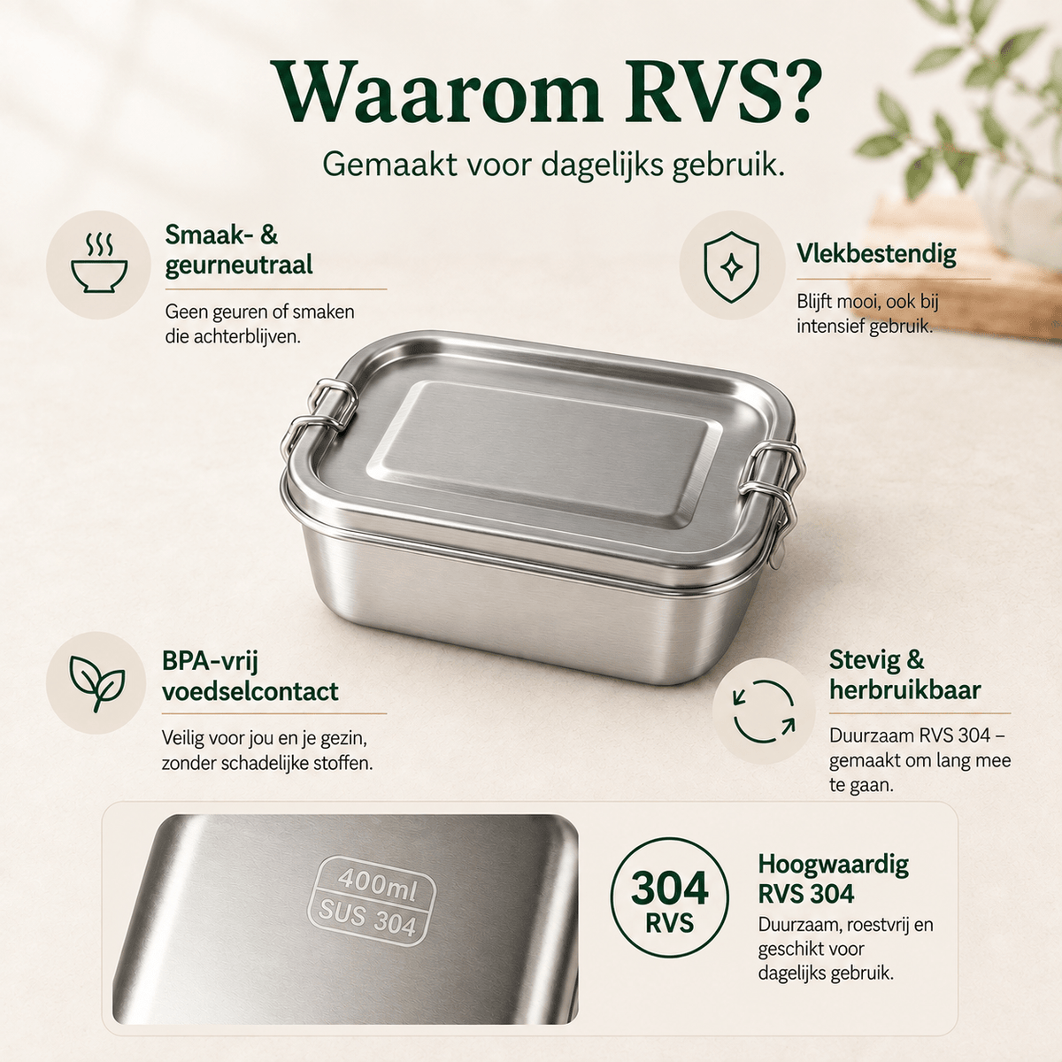 RVS Lunchbox 400ml - My Green Deal