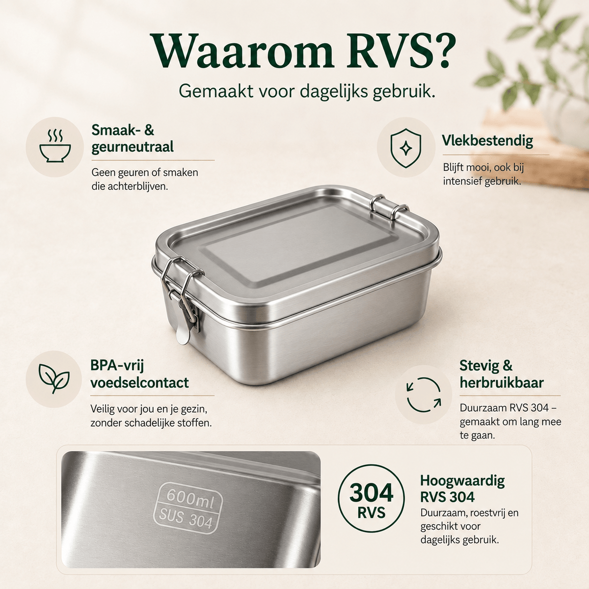 RVS Lunchbox 600ml - My Green Deal