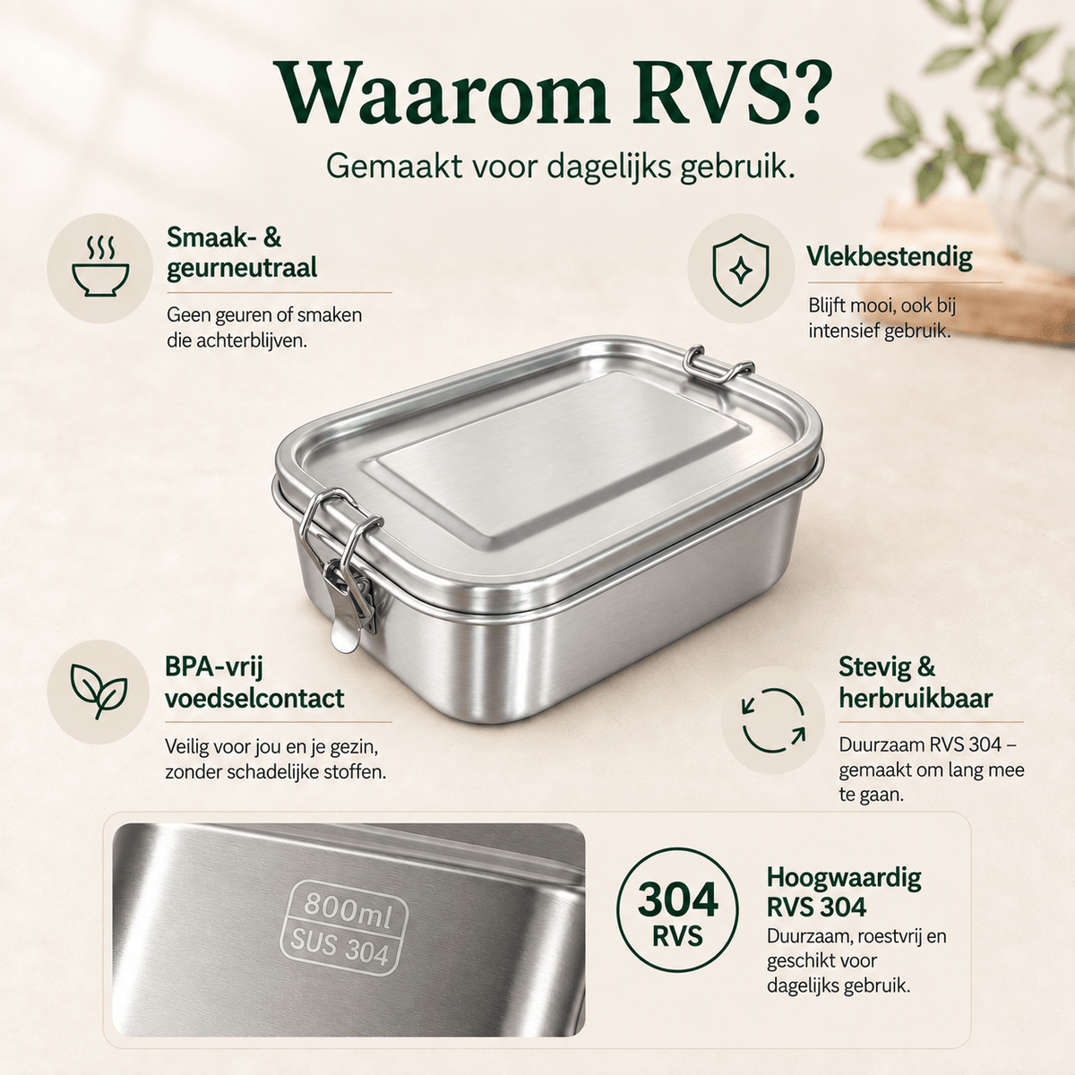 RVS Lunchbox 800ml - My Green Deal