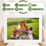 Retourdeal - My Green Deal-Digitale fotolijst - wit -10.01 inch - Met Wifi en Frameo App - Touchscreen