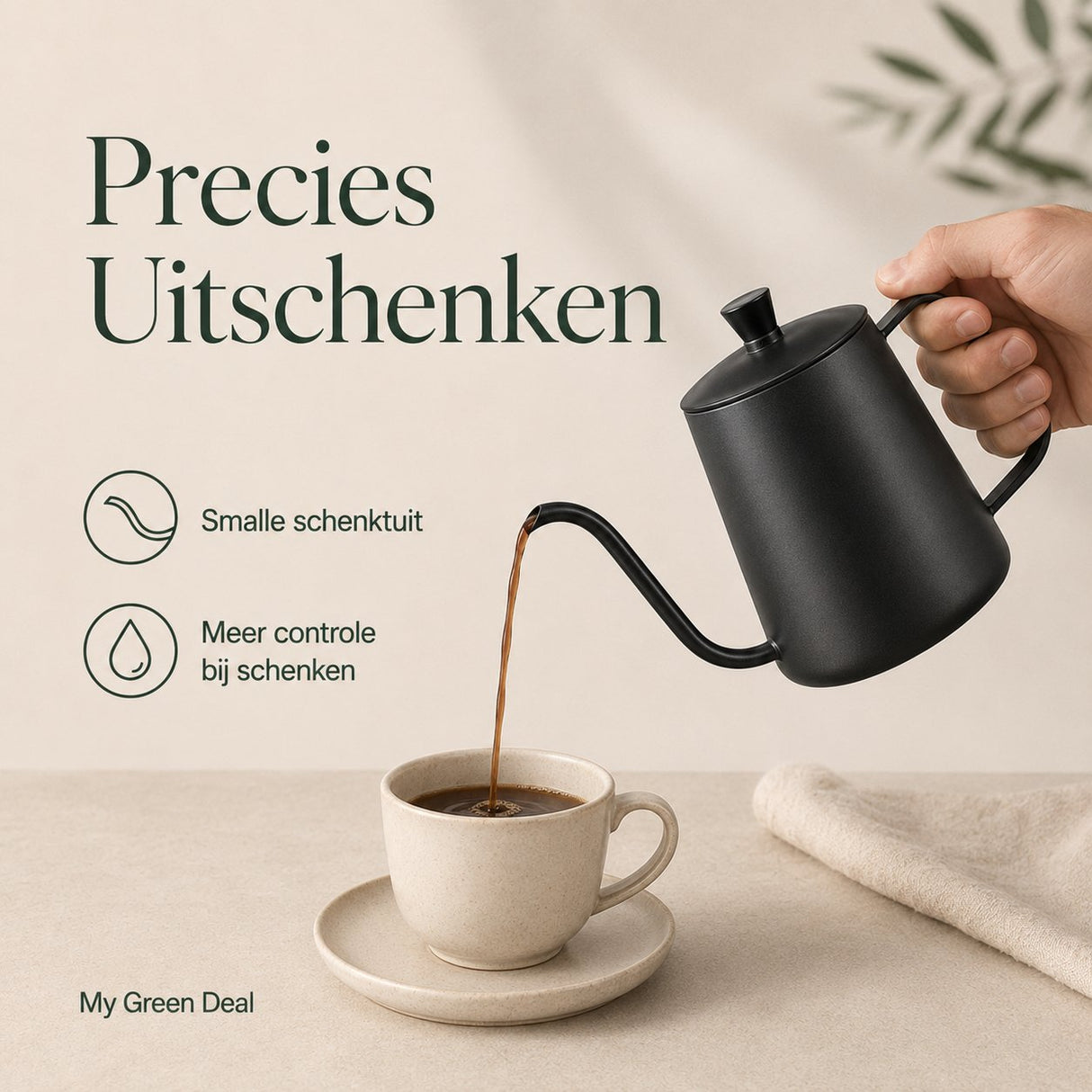 RVS koffiepot / Theepot Zwart 600ml - My Green Deal