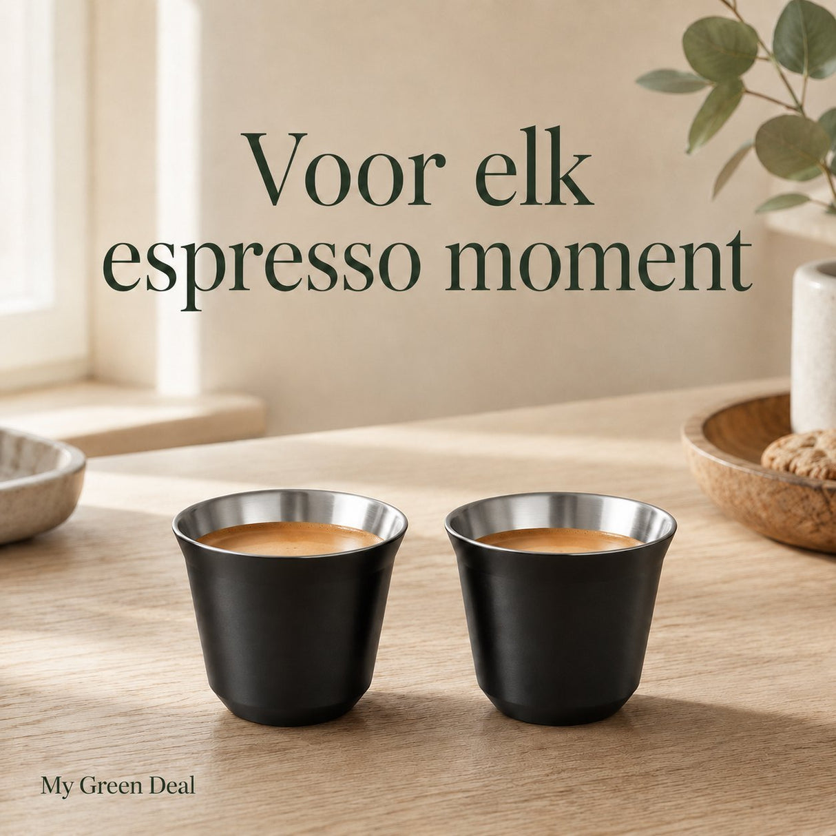 RVS Espressokopjes set van 2 Zwart - 80 ml - My Green Deal