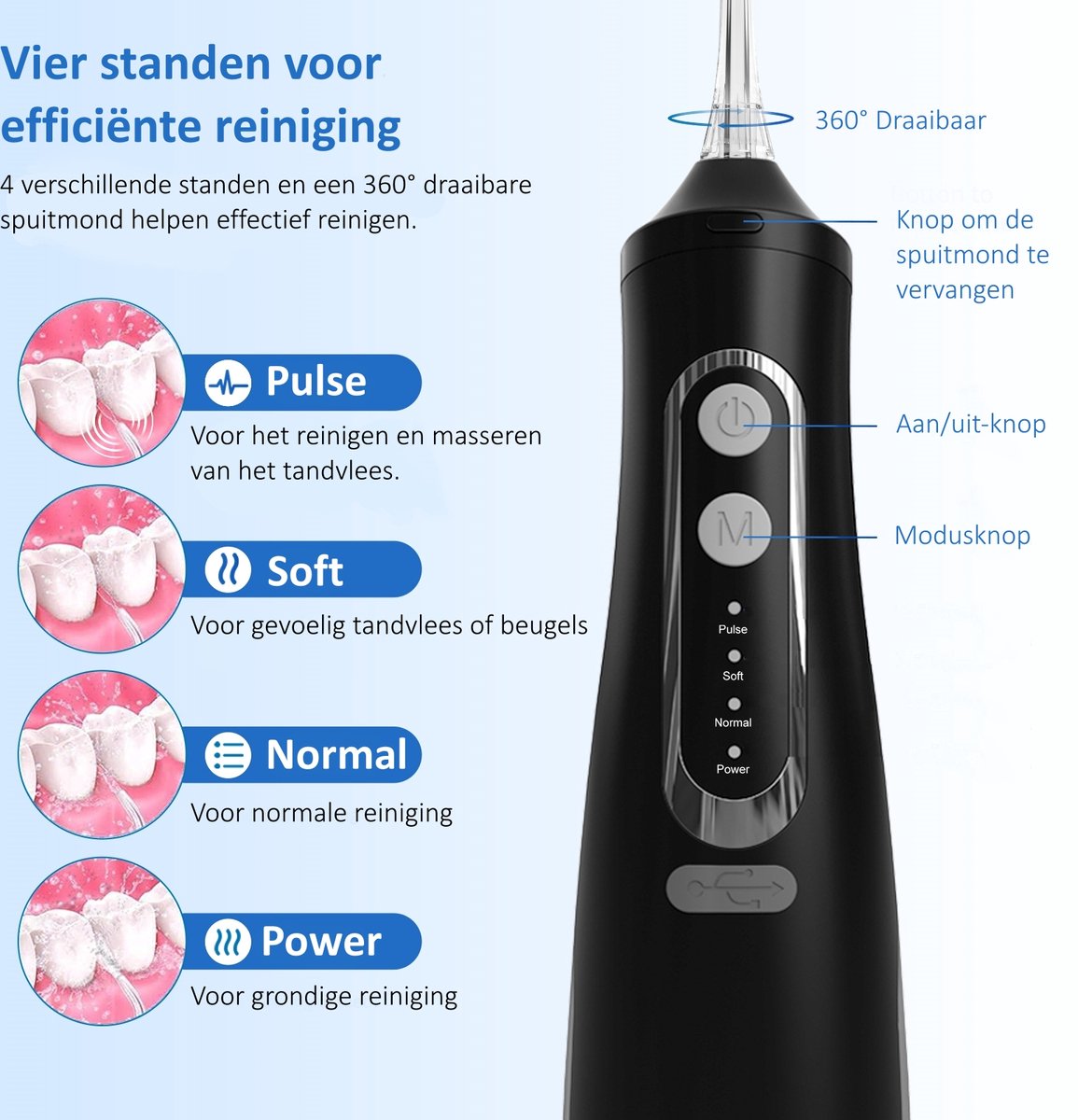 My Green Deal - Waterflosser Draadloos - Elektrische Tandenflosser- Monddouche - Mondverzorging - Flosapparaten - Tongreiniger image 3