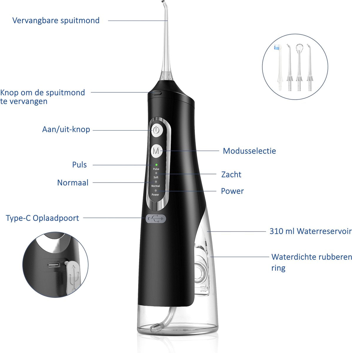 My Green Deal - Waterflosser Draadloos - Elektrische Tandenflosser- Monddouche - Mondverzorging - Flosapparaten - Tongreiniger image 8