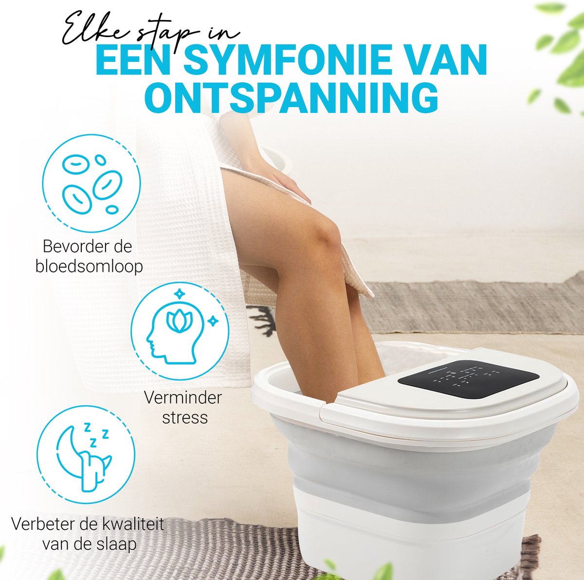 My Green Deal - Voetenbad met Massage Elektrisch - 10L- Automatische Massage - Voetzorg - Voetmassage - Voetbad met Massage - inclusief Pedicureset - inklapbaar image 2