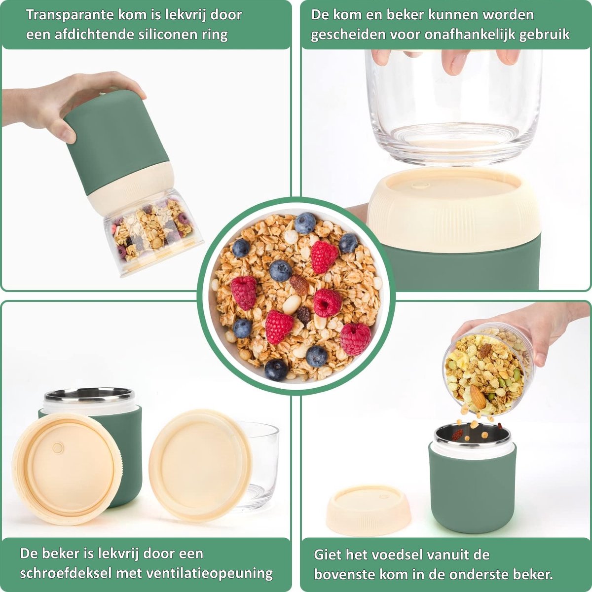 My Green Deal-Yoghurtbeker to go-700 ML-Muesli Beker-Soep Beker-Lunchbeker inclusief E-book-Lunch to go-Yoghurt Beker Meeneem-Isoleer Lunchpot-Salade To Go-Lunchbox-Lunchboxen-Salade Lunchbox-Met Lepel-Duurzaam-RVS image 6